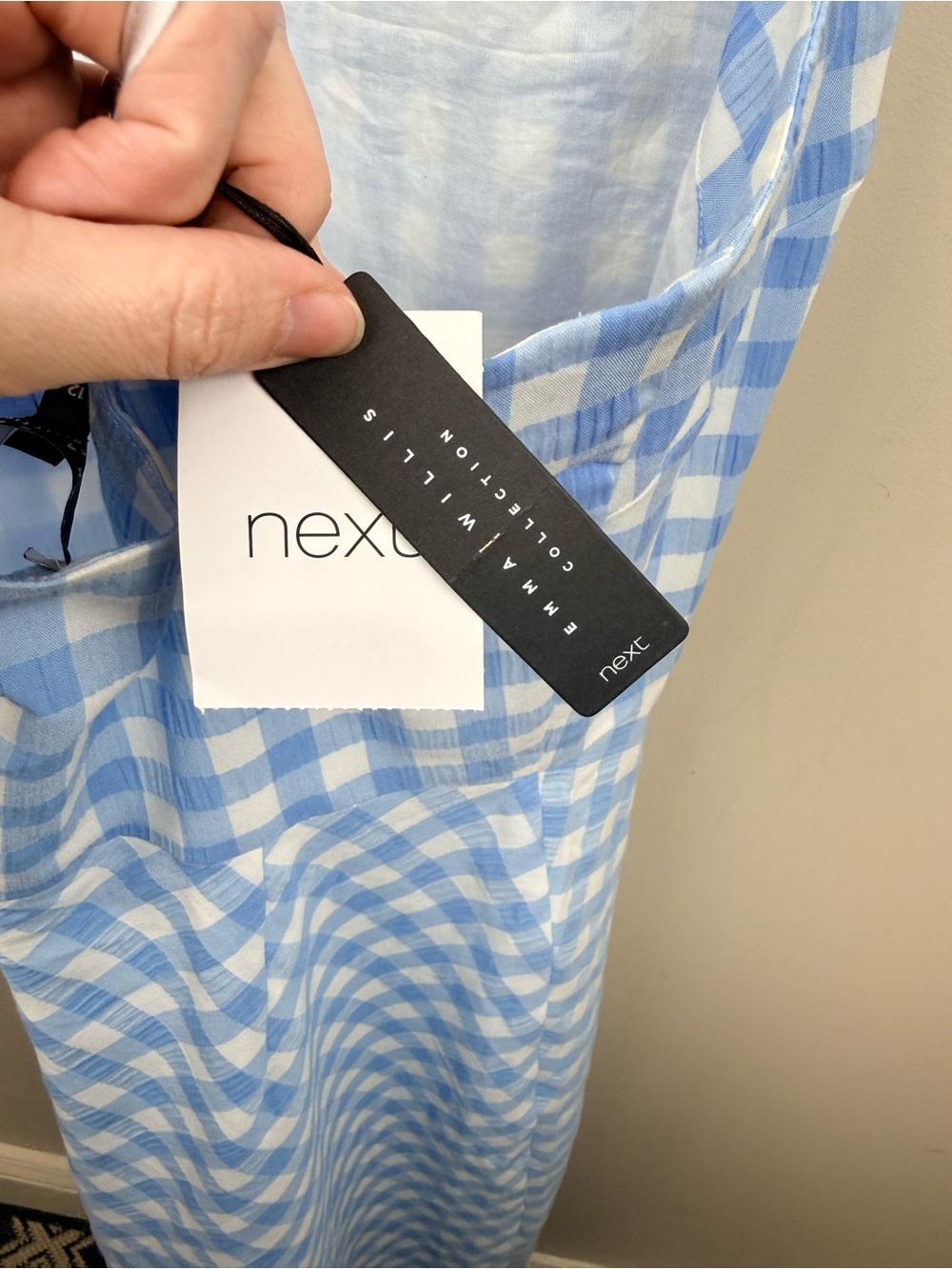 Emma Willis x next blue gingham halter maxi  summer dress 8 - Picture 8 of 11